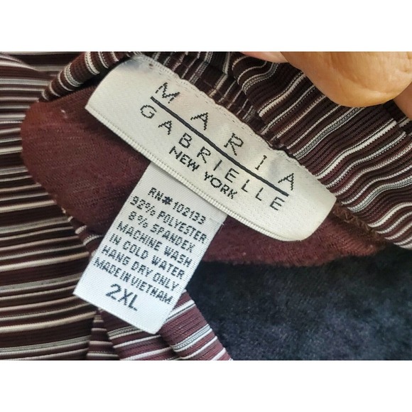 Maria Gabrielle Womens Black & White Polyester V-Neck Long Sleeve Top Blouse 2XL - Picture 8 of 10